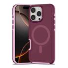 For iPhone 16 Pro Max Shockproof MagSafe Armor PC Hybrid TPU Phone Case(Wine Red+Light Pink) - 1