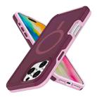 For iPhone 16 Pro Max Shockproof MagSafe Armor PC Hybrid TPU Phone Case(Wine Red+Light Pink) - 2