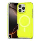 For iPhone 16 Pro Max Shockproof MagSafe Armor PC Hybrid TPU Phone Case(Fluorescent Green+Gray) - 1