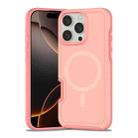 For iPhone 16 Pro Max Shockproof MagSafe Armor PC Hybrid TPU Phone Case(Light Pink+Coral Red) - 1