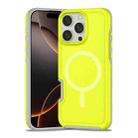 For iPhone 16 Pro Shockproof MagSafe Armor PC Hybrid TPU Phone Case(Fluorescent Green+Gray) - 1