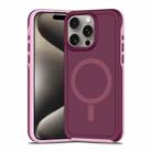 For iPhone 15 Pro Max Shockproof MagSafe Armor PC Hybrid TPU Phone Case(Wine Red+Light Pink) - 1