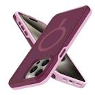 For iPhone 15 Pro Shockproof MagSafe Armor PC Hybrid TPU Phone Case(Wine Red+Light Pink) - 2