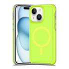 For iPhone 15 Plus Shockproof MagSafe Armor PC Hybrid TPU Phone Case(Fluorescent Green+Gray) - 1