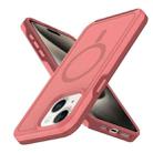 For iPhone 15 Plus Shockproof MagSafe Armor PC Hybrid TPU Phone Case(Dark Pink+Maroon) - 2