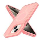 For iPhone 15 Plus Shockproof MagSafe Armor PC Hybrid TPU Phone Case(Light Pink+Coral Red) - 2