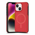 For iPhone 14 Plus Shockproof MagSafe Armor PC Hybrid TPU Phone Case(Red+Black) - 1