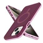 For iPhone 14 Plus Shockproof MagSafe Armor PC Hybrid TPU Phone Case(Wine Red+Light Pink) - 2