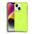 For iPhone 14 Plus Shockproof MagSafe Armor PC Hybrid TPU Phone Case(Fluorescent Green+Gray) - 1