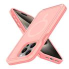 For iPhone 14 Pro Max Shockproof MagSafe Armor PC Hybrid TPU Phone Case(Light Pink+Coral Red) - 2