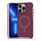 For iPhone 13 Pro Max Shockproof MagSafe Armor PC Hybrid TPU Phone Case(Wine Red+Light Pink) - 1