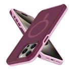 For iPhone 13 Pro Max Shockproof MagSafe Armor PC Hybrid TPU Phone Case(Wine Red+Light Pink) - 2