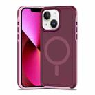 For iPhone 13 Shockproof MagSafe Armor PC Hybrid TPU Phone Case(Wine Red+Light Pink) - 1