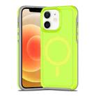 For iPhone 12 Shockproof MagSafe Armor PC Hybrid TPU Phone Case(Fluorescent Green+Gray) - 1