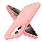 For iPhone 12 Shockproof MagSafe Armor PC Hybrid TPU Phone Case(Light Pink+Coral Red) - 2