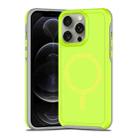 For iPhone 12 Pro Max Shockproof MagSafe Armor PC Hybrid TPU Phone Case(Fluorescent Green+Gray) - 1