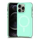 For iPhone 12 Pro Max Shockproof MagSafe Armor PC Hybrid TPU Phone Case(Mint Green+Grayish Green) - 1