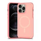 For iPhone 12 Pro Max Shockproof MagSafe Armor PC Hybrid TPU Phone Case(Light Pink+Coral Red) - 1