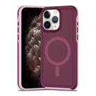 For iPhone 11 Pro Max Shockproof MagSafe Armor PC Hybrid TPU Phone Case(Wine Red+Light Pink) - 1