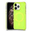 For iPhone 11 Pro Max Shockproof MagSafe Armor PC Hybrid TPU Phone Case(Fluorescent Green+Gray) - 1