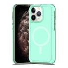 For iPhone 11 Pro Max Shockproof MagSafe Armor PC Hybrid TPU Phone Case(Mint Green+Grayish Green) - 1