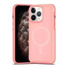 For iPhone 11 Pro Max Shockproof MagSafe Armor PC Hybrid TPU Phone Case(Light Pink+Coral Red) - 1