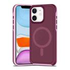 For iPhone 11 Shockproof MagSafe Armor PC Hybrid TPU Phone Case(Wine Red+Light Pink) - 1