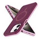 For iPhone 11 Shockproof MagSafe Armor PC Hybrid TPU Phone Case(Wine Red+Light Pink) - 2