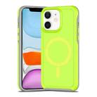 For iPhone 11 Shockproof MagSafe Armor PC Hybrid TPU Phone Case(Fluorescent Green+Gray) - 1
