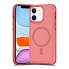 For iPhone 11 Shockproof MagSafe Armor PC Hybrid TPU Phone Case(Dark Pink+Maroon) - 1