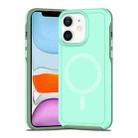 For iPhone 11 Shockproof MagSafe Armor PC Hybrid TPU Phone Case(Mint Green+Grayish Green) - 1