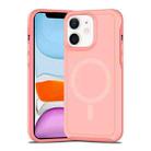 For iPhone 11 Shockproof MagSafe Armor PC Hybrid TPU Phone Case(Light Pink+Coral Red) - 1