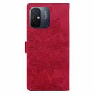 For Redmi 11A / 12C Lace Floral Embossed Magnetic Buckle PU Phone Case With Wrist Strap(Red) - 3