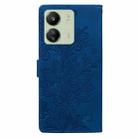 For Redmi 13C Lace Floral Embossed Magnetic Buckle PU Phone Case With Wrist Strap(Blue) - 3