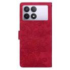 For Redmi K70E / Poco X6 Pro Lace Floral Embossed Magnetic Buckle PU Phone Case With Wrist Strap(Red) - 3