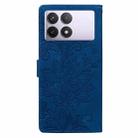 For Redmi K70E / Poco X6 Pro Lace Floral Embossed Magnetic Buckle PU Phone Case With Wrist Strap(Blue) - 3