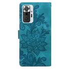 For Redmi Note 10 Pro 4G Lace Floral Embossed Magnetic Buckle PU Phone Case With Wrist Strap(Green) - 3