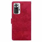 For Redmi Note 10 Pro 4G Lace Floral Embossed Magnetic Buckle PU Phone Case With Wrist Strap(Red) - 3