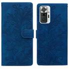 For Redmi Note 10 Pro 4G Lace Floral Embossed Magnetic Buckle PU Phone Case With Wrist Strap(Blue) - 1