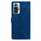 For Redmi Note 10 Pro 4G Lace Floral Embossed Magnetic Buckle PU Phone Case With Wrist Strap(Blue) - 3