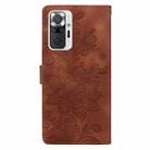 For Redmi Note 10 Pro 4G Lace Floral Embossed Magnetic Buckle PU Phone Case With Wrist Strap(Brown) - 3