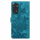 For Redmi Note 11 Global Lace Floral Embossed Magnetic Buckle PU Phone Case With Wrist Strap(Green) - 3