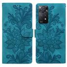 For Redmi Note 11 Pro 5G Lace Floral Embossed Magnetic Buckle PU Phone Case With Wrist Strap(Green) - 1