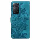 For Redmi Note 11 Pro 5G Lace Floral Embossed Magnetic Buckle PU Phone Case With Wrist Strap(Green) - 3