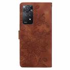 For Redmi Note 11 Pro 5G Lace Floral Embossed Magnetic Buckle PU Phone Case With Wrist Strap(Brown) - 3