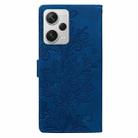 For Redmi Note 12 Pro+ 5G Global Lace Floral Embossed Magnetic Buckle PU Phone Case With Wrist Strap(Blue) - 3