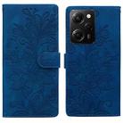 For Redmi Note 12 Pro 5G Global Lace Floral Embossed Magnetic Buckle PU Phone Case With Wrist Strap(Blue) - 1