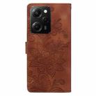 For Redmi Note 12 Pro 5G Global Lace Floral Embossed Magnetic Buckle PU Phone Case With Wrist Strap(Brown) - 3