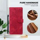 For Redmi Note 13 4G Lace Floral Embossed Magnetic Buckle PU Phone Case With Wrist Strap(Red) - 2