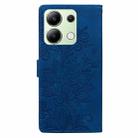 For Redmi Note 13 4G Lace Floral Embossed Magnetic Buckle PU Phone Case With Wrist Strap(Blue) - 3